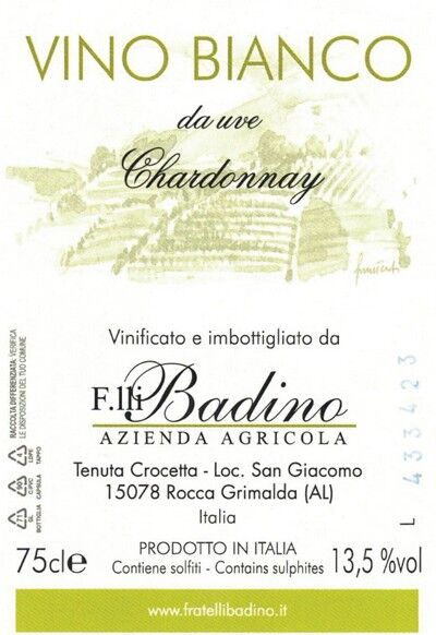 vino sfuso e in bottiglia Chardonnay vivace Fratelli Badino